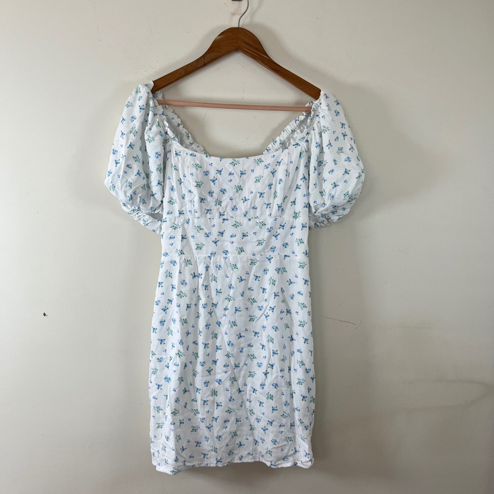 New With Tags Altar'd State Shianna Dainty Floral Mini Dress Puff Sleeves Large